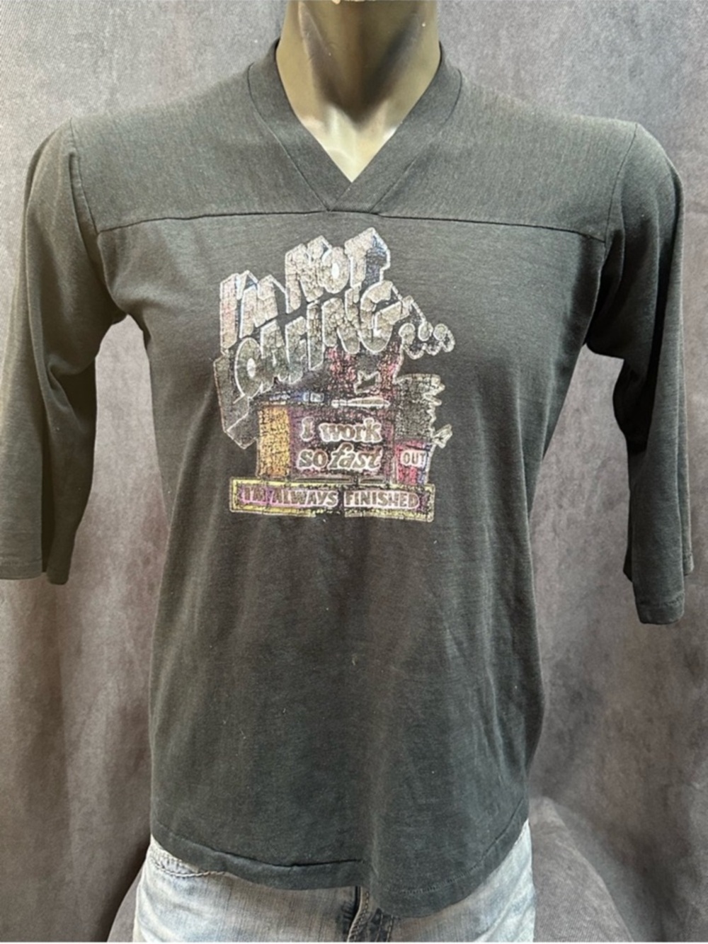 Vintage 80s funny jersey Tshirt men’s XL rich brand